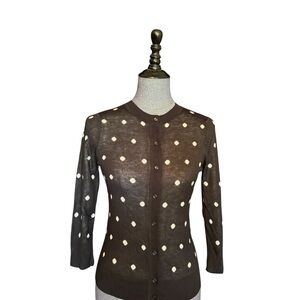 NWT Halogen Small Petite Polka Dot Cardigan black and White